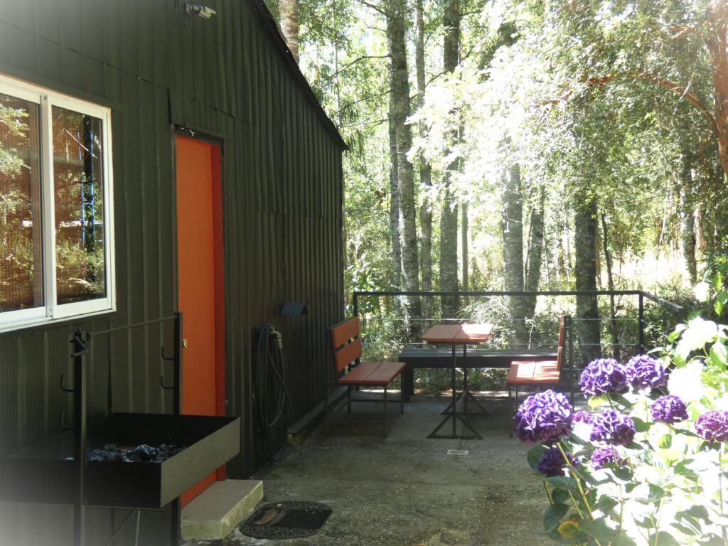 Exterior y terraza de la cabaña grande